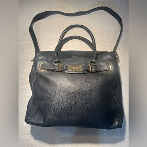 Michael Kors Crossbody Satchel Bag Black Gold Hardware Gently Used Handbag